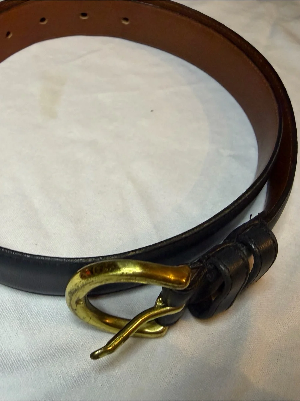 Coach women’s navy Leather Belt with Brass Loop Buckle